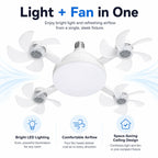 Screw in Ceiling Fan Light with Remote Control 19.7 Inch Foldable LED Socket Fan Light E26 Medium Base Ceiling Fan with 4 Fan Blades Quiet Airflow Bright Lighting Easy Installation for Bedroom Kitchen Garage Office and Dorm
