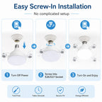 Screw in Ceiling Fan Light with Remote Control 19.7 Inch Foldable LED Socket Fan Light E26 Medium Base Ceiling Fan with 4 Fan Blades Quiet Airflow Bright Lighting Easy Installation for Bedroom Kitchen Garage Office and Dorm