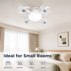 Screw in Ceiling Fan Light with Remote Control 19.7 Inch Foldable LED Socket Fan Light E26 Medium Base Ceiling Fan with 4 Fan Blades Quiet Airflow Bright Lighting Easy Installation for Bedroom Kitchen Garage Office and Dorm